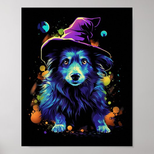 ハロウィンのウェスティ犬 ハロウィンの犬の散歩 ペット ポスター (正面)