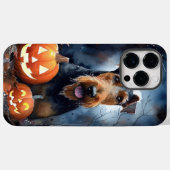 ハロウィンのエアデールテリアとかぼちゃの怖いデザイン Case-Mate iPhoneケース (裏面 (横))