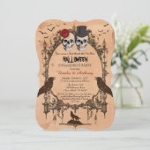 ハロウィンのエンゲージメントパーティーの招待状。ナチュラルな雰囲気 招待状 (スタンド正面)