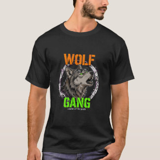 ハロウィンのオオカミギャングリーダー パックのクールなオオカミ Tシャツ