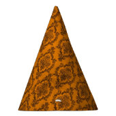 ハロウィンのオレンジおよび黒いダマスク織のグランジなパーティーの帽子 パーティーハット (右)