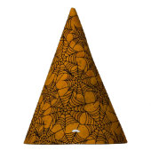 ハロウィンのオレンジおよび黒くグランジなクモの巣のパーティーの帽子 パーティーハット (右)