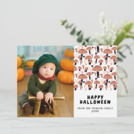 ハロウィンのオレンジきのこ 秋の写真 シーズンカード