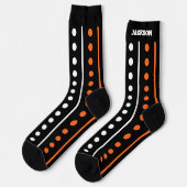 ハロウィンのオレンジと黒のストライプと水玉模様 ソックス (左)