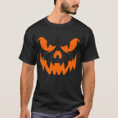 ハロウィンのオレンジ色のかぼちゃの顔 Tシャツ (正面)