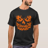 ハロウィンのオレンジ色のかぼちゃの顔 Tシャツ (正面)