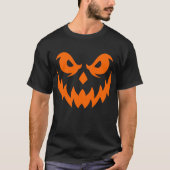 ハロウィンのオレンジ色のかぼちゃの顔 Tシャツ (正面)