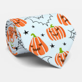 ハロウィンのオレンジ色のかぼちゃ コウモリ クモの巣 ネクタイ (ロール)