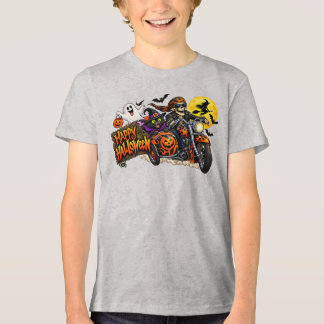 ハロウィンのオートバイスケルトンバイカー トライブレンドTシャツ