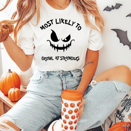 ハロウィンのカスタムギフト「知らない人には唸る」パンプキン Tシャツ
