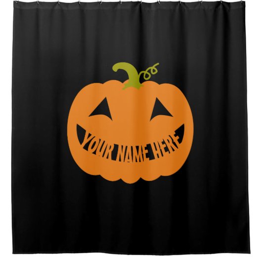 ハロウィンのカスタムパンプキン シャワーカーテン (正面)