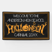 ハロウィンのカスタム・ホーンテッドハウス・カーニバル ブラック 横断幕 (横)