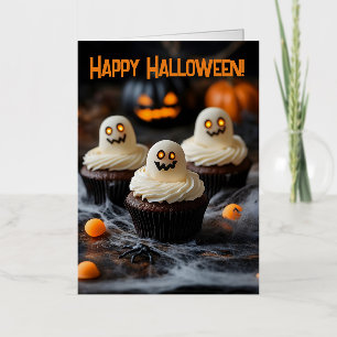 ハロウィンのカップケーキのデザイン 箔グリーティングカード