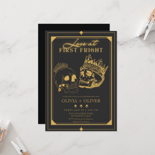 ハロウィンのカップルシャワー 招待状 (正面/裏面インサイチュ)