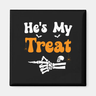 ハロウィンのカップルマッチング Mens treat skeleton マグネット