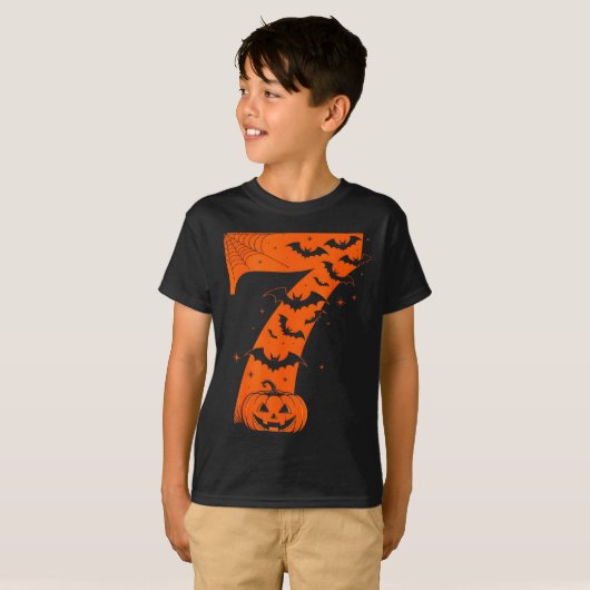 ハロウィンのカップル向け楽しいシックスセブン 6 7 ミーム デザイン Tシャツ (正面フル)