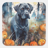 ハロウィンのカネコルソとカボチャの怖いデザイン スクエアシール (正面)