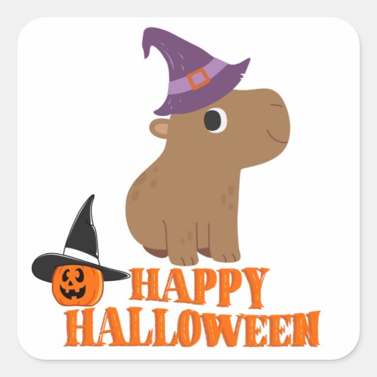 ハロウィンのカピバラ スクエアシール (正面)