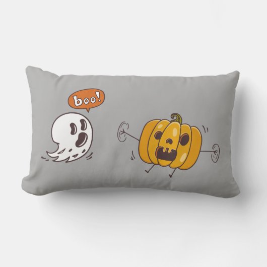 ハロウィンのカボチャおよび幽霊のブーイングの枕 ランバークッション (正面)