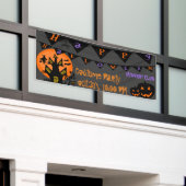 ハロウィンのカボチャおよび捜された家 横断幕 (ビルの外側)