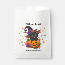 ハロウィンのカボチャから顔を出す黒猫 オリジナルグッズ フェイバーバッグ