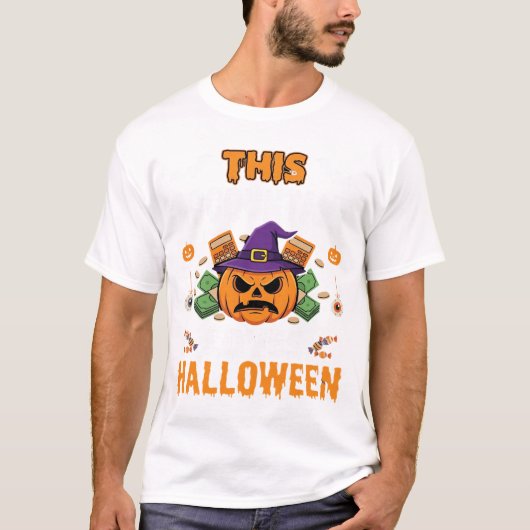 ハロウィンのカボチャが好きな会計士 デザイナー Tシャツ (正面)