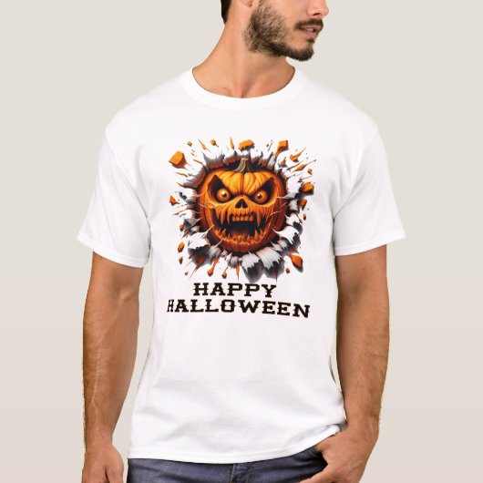 ハロウィンのカボチャが突っ走る Tシャツ (正面)