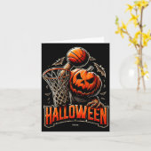 ハロウィンのカボチャが野球をする カード (黄色い花)