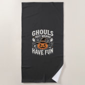 ハロウィンのカボチャでお化けも楽しく踊りたい ビーチタオル (正面)