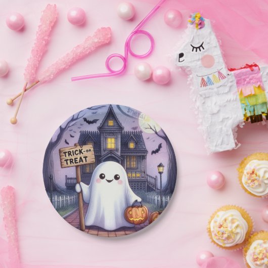 ハロウィンのカボチャとおばけ ペーパープレート (パーティー)