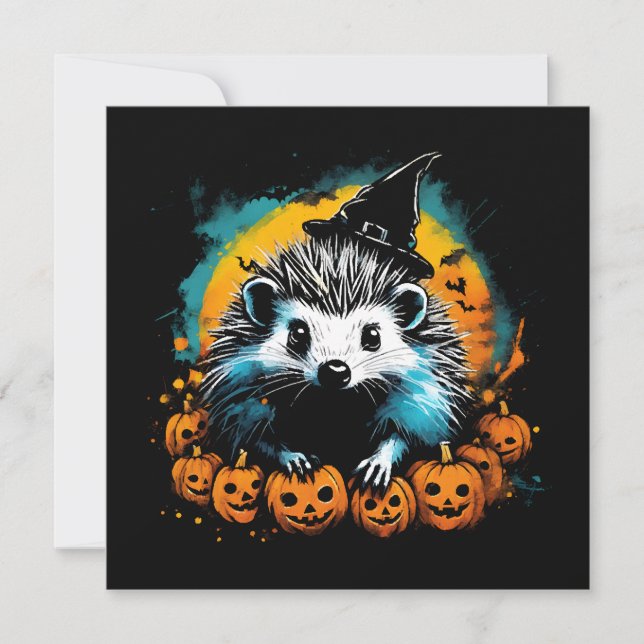 ハロウィンのカボチャとかわいいハリネズミ (正面)
