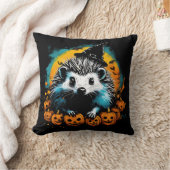 ハロウィンのカボチャとかわいいハリネズミ クッション (ブランケット)