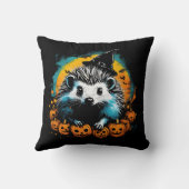 ハロウィンのカボチャとかわいいハリネズミ クッション (裏面)