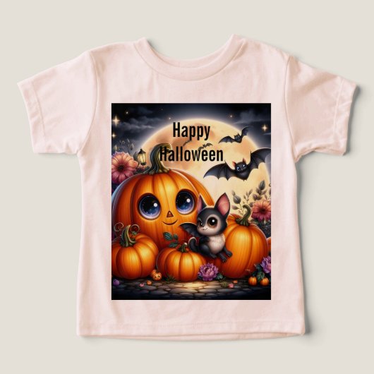 ハロウィンのカボチャとコウモリ (デザイン正面)