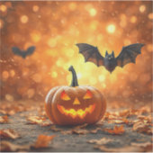 ハロウィンのカボチャとコウモリ シール (正面)