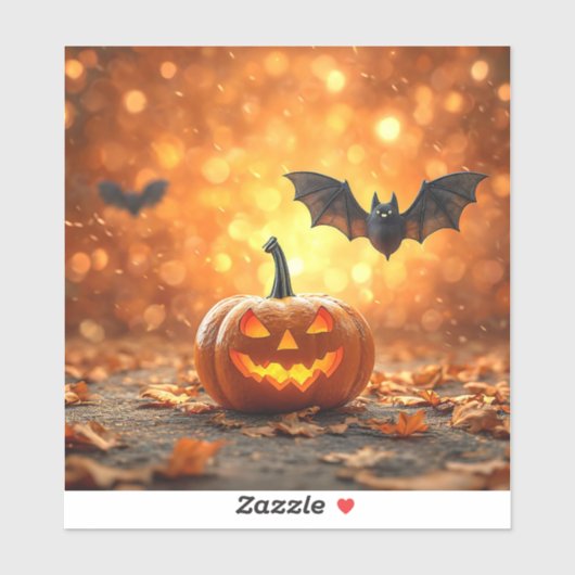 ハロウィンのカボチャとコウモリ シール (シート)