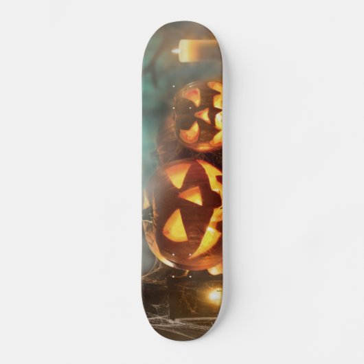 ハロウィンのカボチャとコウモリ スケートボード (正面)