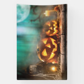 ハロウィンのカボチャとコウモリ 横断幕 (縦)