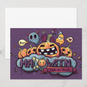 ハロウィンのカボチャとゴースト　トリック・オア・トリート 招待状 (正面/裏面)