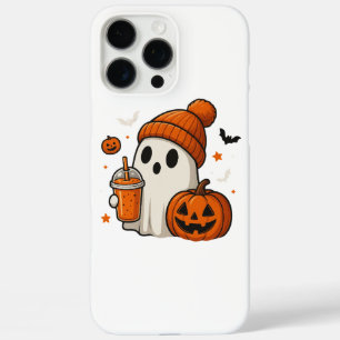 ハロウィンのカボチャとドリンクを持つ可愛いオバケ iPhone 16 PRO MAXケース