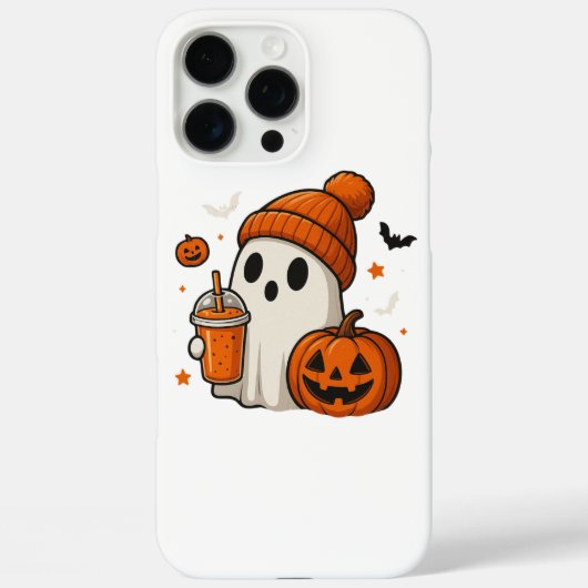ハロウィンのカボチャとドリンクを持つ可愛いオバケ Case-Mate iPhoneケース (裏面)