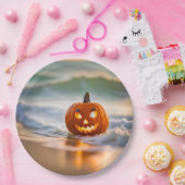 ハロウィンのカボチャとビーチ ペーパープレート (パーティー)