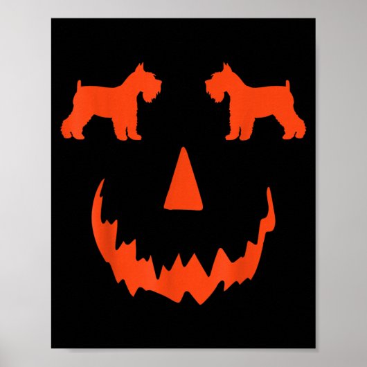 ハロウィンのカボチャとミニチュアシュナウザー ポスター (正面)