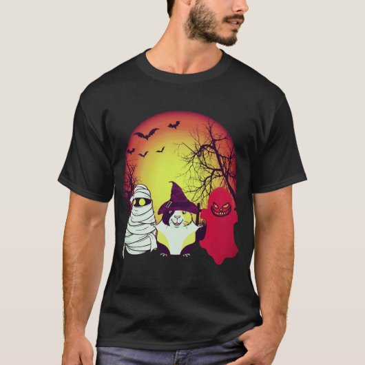 ハロウィンのカボチャとモルモット26 Tシャツ (正面)