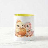 ハロウィンのカボチャと仲良し鳥のデュオ マグカップ (中央)