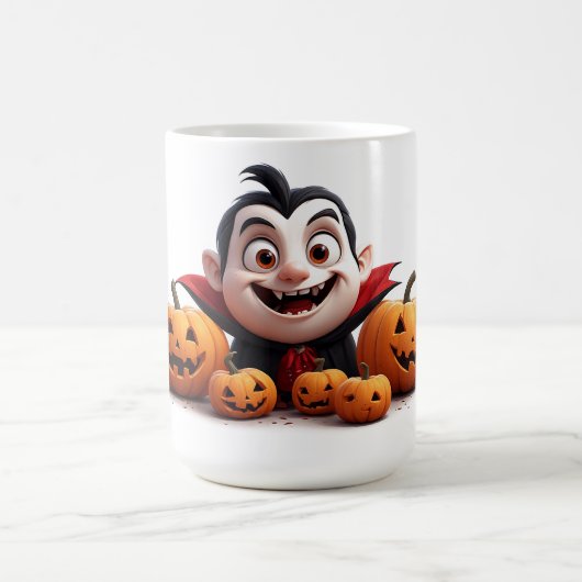 ハロウィンのカボチャと幸せな吸血鬼の少年 🎃 コーヒーマグカップ (中央)
