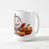 ハロウィンのカボチャと幸せな吸血鬼の少年 🎃 コーヒーマグカップ (正面右)