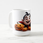 ハロウィンのカボチャと幸せな吸血鬼の少年 🎃 コーヒーマグカップ (正面左)
