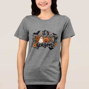 ハロウィンのカボチャと幽霊の不気味な季節 トライブレンドTシャツ