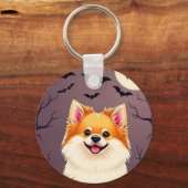 ハロウィンのカボチャと戯れる犬 キーホルダー (裏面)